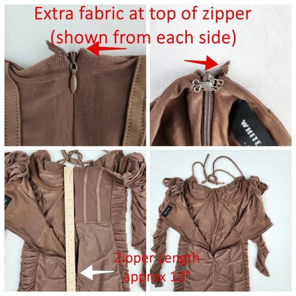 White Fox Boutique Dress Long Sleeve Brown Size Medium - Picture 7 of 8